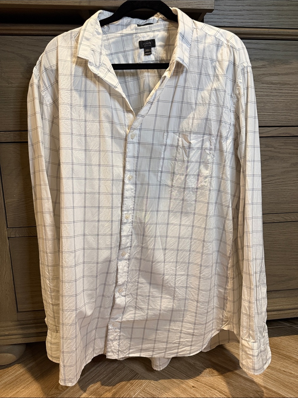 J. Crew Grey and White Windowpane Button-Down Shirt